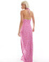 Фото #4 товара Labelrail x Olivia Grace Herring ditsy floral split hem maxi halter dress in pink