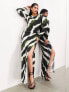 Фото #1 товара ASOS EDITION slinky jersey knot detail maxi dress in blurred black stripe