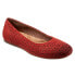 Softwalk Sonoma S1862-653 Womens Red Narrow Leather Ballet Flats Shoes