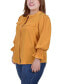 ფოტო #4 პროდუქტის Plus Size Long Sleeve Mandarin Collar Blouse