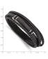 ფოტო #2 პროდუქტის Stainless Steel Brushed Black plated Black Leather ID Bracelet