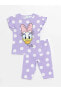 Фото #1 товара LCW baby Bisiklet Yaka Kısa Kollu Daisy Duck Baskılı Kız Bebek Pijama Takımı