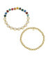 Multi Color Quartz Bridesmaid Stone and Beaded Stretch Bracelet Set