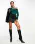 Edited long sleeve cut-out knitted top in pine green