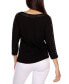 Фото #2 товара Women's Embellished Dolman with Mesh Inset Top