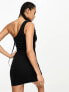 Juicy Couture one shoulder mini dress with with diamante logo in black