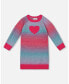 ფოტო #1 პროდუქტის Toddler Girls Knit Dress With Heart Gradient Candy Pink And Blue - Toddler|Child