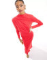 Фото #2 товара Daska exclusive jersey maxi dress with drape detail in red