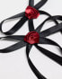 True Decadence rose detail hair bow 2 pack in black