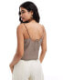 Фото #4 товара ONLY tie back bead detail top in taupe