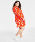 Фото #2 товара Trendy Plus Size Print Collared Surplice-Neck Dress, Created for Macy's