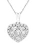ფოტო #1 პროდუქტის Diamond Heart Cluster 18" Pendant Necklace (1/2 ct. t.w.) in 10k White Gold