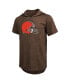 Фото #3 товара Men's Threads Nick Chubb Brown Cleveland Browns Player Name and Number Tri-Blend Hoodie T-shirt