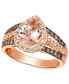 Peach Morganite (1-1/10 ct. t.w.) & Diamond (3/4 ct. t.w.) Pear Halo Ring in 14k Rose Gold (Also Available in Yellow Gold or White Gold)