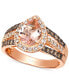 ფოტო #1 პროდუქტის Peach Morganite (1-1/10 ct. t.w.) & Diamond (3/4 ct. t.w.) Pear Halo Ring in 14k Rose Gold (Also Available in 14K White Gold or 14k Yellow Gold)