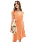 Фото #3 товара JDY pointelle sleeveless wrap dress in dusty orange