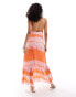 Mango washed print cami midi dress in pink and orange