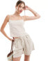 Фото #1 товара Pull&Bear linen backless tie detail co-ord top in sand