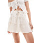 Фото #2 товара Stradivarius linen look tiered mini skirt in natural