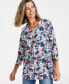 Фото #1 товара Plus Size Printed V-Neck Knit Tunic Top, Created for Macy's