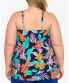 Swim Solutions Plus Printed Double-Strap Princess Tankini Top Multi Size 22W