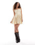 Фото #4 товара ASOS DESIGN pleated mini dress with hook & eye bodice in stone