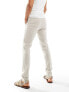 Фото #5 товара ASOS DESIGN smart skinny fit linen blend trousers in stone