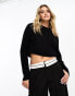 Miss Selfridge chunky rib fitted crop jumper in black