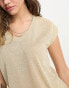 Фото #4 товара Only v neck t-shirt in gold metallic