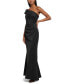 Women's Asymmetric-Neck Side-Pleat Scuba Gown