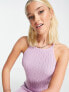 ASOS DESIGN knitted halter mini dress in rib in Lilac