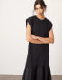 Фото #3 товара ASOS EDITION drop waist oversized maxi t-shirt dress in contrast fabric in black