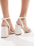 Фото #7 товара Be Mine Wide Fit Bridal Neha embellished strap block heel sandal in ivory