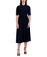ფოტო #1 პროდუქტის Petite Mock-Neck Short-Sleeve Midi Dress