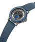 ფოტო #2 პროდუქტის Men's Transparency Blue Dark Genuine Leather Watch 44mm