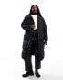 Threadbare Plus maxi puffer coat with hood in black