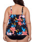 Фото #2 товара Купальник Swim Solutions Plus Size Tiered Floral-Print, создан для Macy's