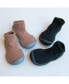 Toddler First Walk Sock Shoes Lace trim - Simple Black