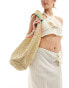 Accessorize knot detail straw tote bag with contrast piping