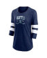 ფოტო #3 პროდუქტის Women's Heather Deep Sea Blue Seattle Kraken Line Shift Tri-Blend Three-Quarter Sleeve T-shirt