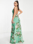 Фото #2 товара ASOS DESIGN Tall cami wrap maxi dress with lace up back in sage floral