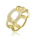 ფოტო #1 პროდუქტის 14K Gold Plated Round Cubic Zirconia thick interlocking chain Ring