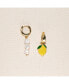ფოტო #3 პროდუქტის 18k Gold Plated Huggies Freshwater Pearls with a Yellow and Green Lemon Charm - Lemonade Earrings For Women