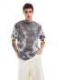 Фото #1 товара Pull&bear tie-dye crochet t-shirt in grey