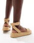 Truffle Collection raffia ankle strap sandals in natural