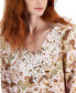 ფოტო #3 პროდუქტის Women's Printed 3/4 Sleeve V-Neck Embellished Top, Created for Macy's