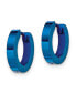 Stainless Steel Brushed Blue IP-plated Hinged Hoop Earrings