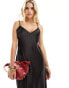 Фото #2 товара Miss Selfridge Petite satin lace trim maxi slip dress