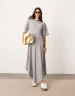 Фото #1 товара ASOS EDITION jersey rib midi tshirt dress with asymmetric hem in grey