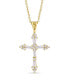 Cubic Zirconia Cross Pendant 18" Necklace in Silver Plate or Gold Plate